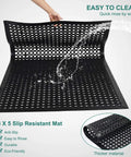 Anti Fatigue Rubber Floor Mat For Restaurant And Kitchen Durable Drainage Outdoor Doormat No Slip For Bars And Commercial Use Black 36 By 60 Inches Heavy Duty Workhorse Non Slip Entrance Mat For High Traffic Areas, showing water drainage.