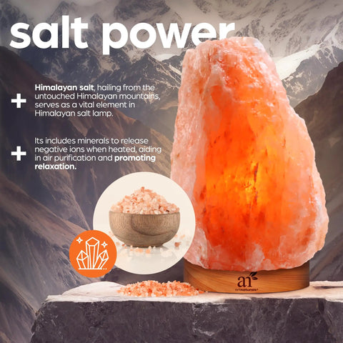 Himalayan Pink Salt Lamp With Real Wood Base Natural Glow Night Light For Relaxation And Energy Hand Carved Pink Crystal