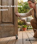 Smooth Out Saggy Doors Fast With These Heavy Duty Anti Sag Low Profile Rolling Casters Silent Bearing Replacement Rollers Knock Out Wobble And Keep Floors Pristine Pack Of Three Silver, shown on a wooden door.