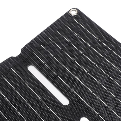Close-up of 80W Folding Solar Panel With Monocrystalline Cells Grab And Go Portable Solar Charger for Travel and Camping
