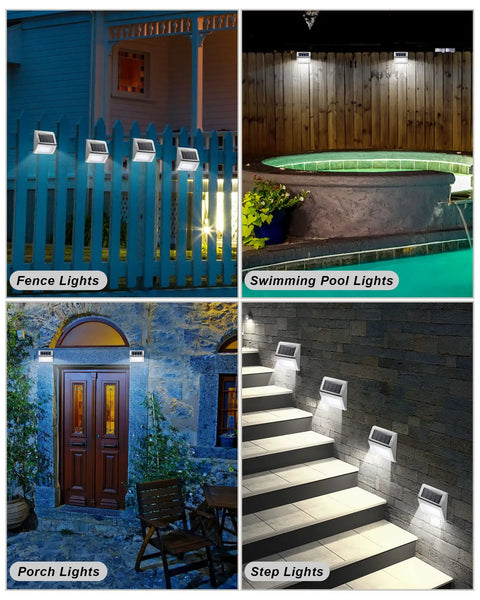 Solar Powered Outdoor Fence Lights 24 Pack Waterproof Stainless Steel Deck And Stair Lamps for multiple outdoor settings