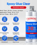 Clear Epoxy Glue For Plastic Metal Ceramics Wood And More 30 Minute Fast Setting Bond displayed with features