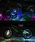 Rechargeable Bike Wheel Lights A16 Lit Seven Color LED Spoke Lights For Kids Teens And Adults 2 Tire Pack Waterproof