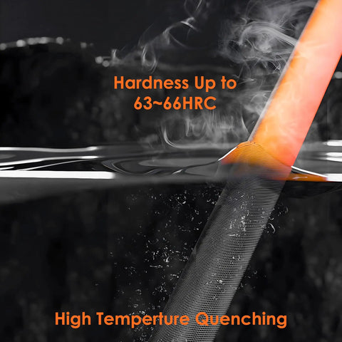 Image of a file from the Six Piece Pro Grade Metal Needle File Set Made From Hardened Alloy Steel With Carbon Steel Construction being quenched.
