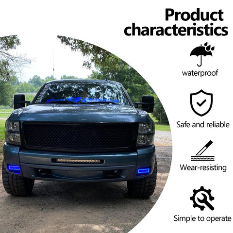 Front view of truck with Heavy Duty Light Bar Mount Bracket For Trucks And SUVs, Sliding LED Light Bar Base Mount installed.