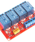 4 Channel Relay Module With Optocoupler Isolation And High Low Level Trigger, Compatible With 5V 12V Or 24V Control Signals, Supports AC