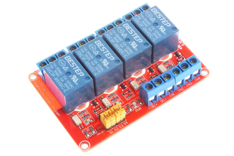 4 Channel Relay Module With Optocoupler Isolation And High Low Level Trigger, Compatible With 5V 12V Or 24V Control Signals, Supports AC