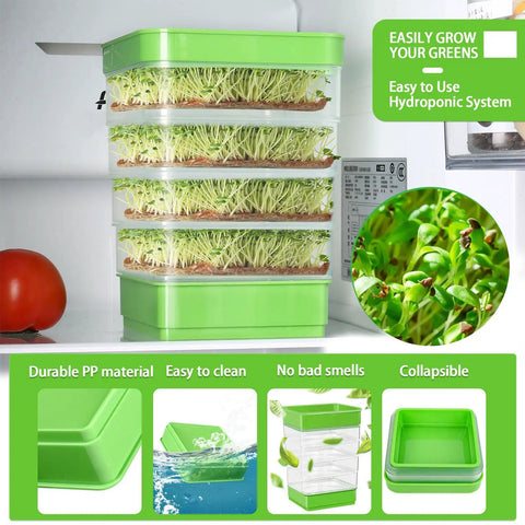4 Tier Seed Sprouting Kit With Drain Holes And Tray Stackable Microgreens Germination System For Beans And Alfalfa Seeds