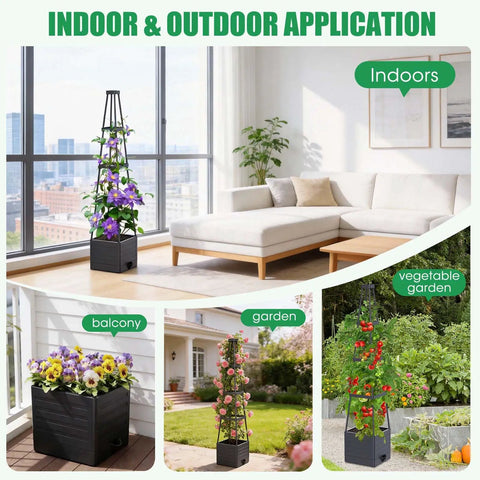 self watering vegetable planter 2 Pack Tomato Planter With Trellis, Self-Watering Garden ✓