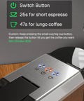 Close-up of 3 In 1 Universal Coffee Machine for Nespresso Original Line Pods K Cup Pods and Ground Coffee control panel