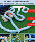 Person demonstrating 2 Inch Perforated French Drain Pipe for Flexible Infiltration and Groundwater Drainage System with joining methods on grass.