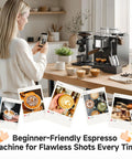 Hassle Free Semi Automatic Espresso Maker With Hands Free Milk Frother For Silky Lattes And Rich Cappuccinos Boasts Rapid Heat Up Custom Temperature Settings And Easy Touch Cleanup For Barista Vibes in a modern kitchen.