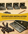 270 Degree Three Fold Half Surface Hinges Set Dope Durable Iron Retro Cabinet Hinges For Jewelry Boxes Chests Furniture And DIY Projects With Screws Bronze Finish. Hinges and screws on wooden surface showing effortless installation.