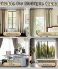 Heavy Duty Aluminum Curtain Track System, Wall Mounted With Quiet Glide, Roman Rod Style Rail For Living Room, Bedroom, And Room Divider, Black Finish, 12ft Length, Smooth Sliding Curtains, Built To Last For Silent Operation shown in living room