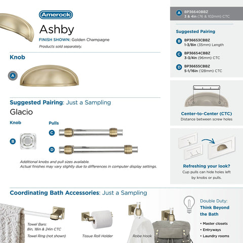 Golden Champagne Ashby Cabinet Cup Pull for 3 Inch Center To Center and 4 Inch Center To Center Spacing, traditional hardware guide