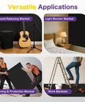 Badass Heavy Duty Extra Large Sound Dampening Blanket 2 Pack 96 By 80 Inches shown in versatile applications for sound and light blocking.