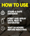 Instructions on using Straight Shooting Flying Insect Killer Spray For Wasps And Hornets With A Powerful Jet Stream.