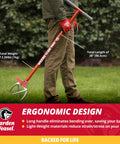 Person using Claw Pro 3 In 1 Hand Tiller For Cultivating Loosening Aerating And Weeding With Adjustable Tines Twist Weeding Tool And Digging Fork