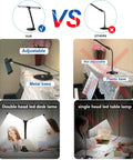 Comparison image showing LED Desk Lamp For Home Office And Upright Piano with rotatable stand vs other non-adjustable lamps.