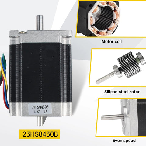 NEMA 23 dual shaft stepper motor 23HS8430B with silicon steel rotor and motor coil for CNC routers and 3D printers