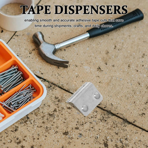Heavy Duty Tape Dispenser Cutter Blades Set, 10 Pcs Pro Grade Replacement Metal Blades For Smooth, Precise Adhesive Tape Cuts, Resistant To Warping And Wear For Office, Crafts And Home Use, shown on a workbench