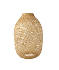 Rustic Bamboo Lamp Cage Pendant Light Shade With Included Dimmable 40W LED Bulb, Natural Finish, Basket Design, Side View
