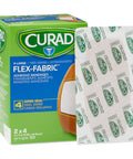 Box and single Flex-Fabric Adhesive Bandages X-Large 2x4 50 Count with breathable woven design on display