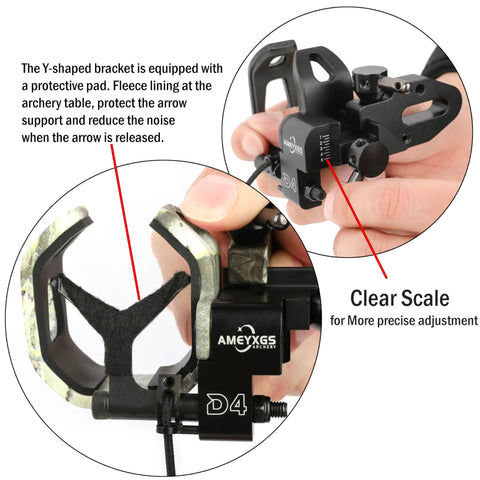 Drop Away Arrow Rest For Compound Bow Micro Adjustable Right Hand Archery Accessory in Camo with laser scale detail