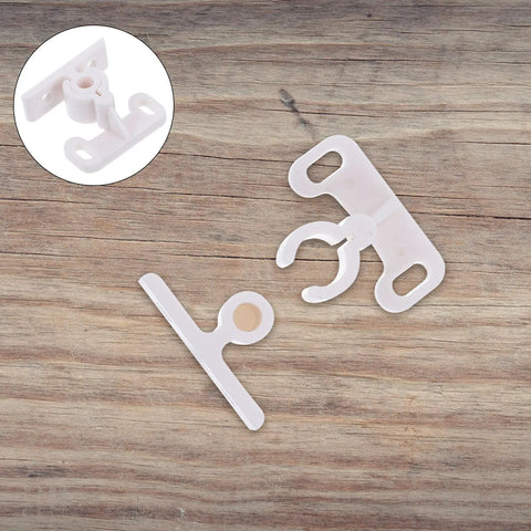 12 Pack White Plastic Ball Catches For Interior Doors And Cabinet Doors on wooden surface, showing latch detail, easy install