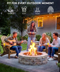 Group enjoying fire pit in Foldable Adirondack Chair Set Of 2 With Built In Cup Holder Weather Resistant Space Saving Foldable Outdoor Chairs