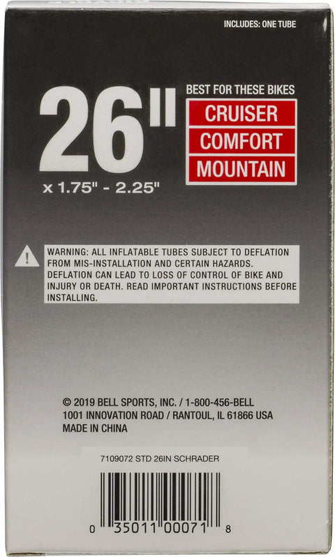 Box of Standard 26 Inch Bicycle Inner Tube 1.75 To 2.25 Inch Width With Schrader Valve 35mm Mold Cured Rubber For Strong Sidewalls