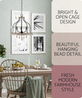 Three-Light Farmhouse Pendant Chandelier With Hanging Wood Accents In Light Oak And Black Finish over dining table