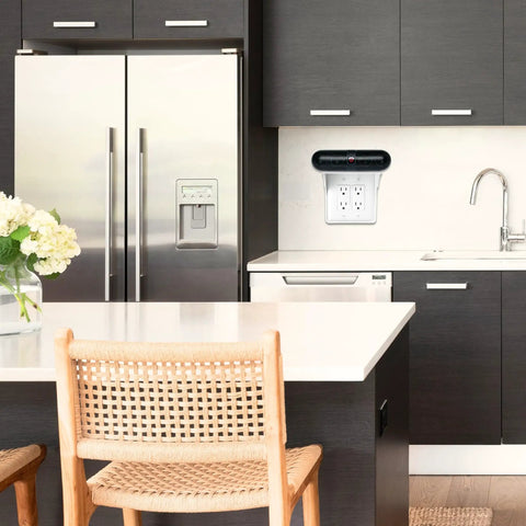 Modern kitchen with Double Wall Outlet Shelf With Cord Strap And Toothbrush Holder Wall Mounts For Alexa Echo Dot and HomePod