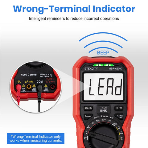 All In One Digital Multimeter True RMS 6000 Counts For AC DC Voltage And Current with LED error indicator and test leads