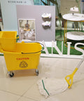 35 Quart Commercial Mop Bucket With Side Press Wringer On Wheels Included Industrial Mop Yellow For Heavy Duty Floor Cleaning And Mopping With Durable 50K Cycles Wringer And Rectangular Design