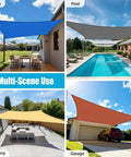 Multi-scene use of shade sail 8x20 foot rectangle sand color UV blocking breathable canopy for backyard patio custom outdoor shade to keep your outdoor chill zone cool with premium 185 GSM HDPE and stainless steel D rings