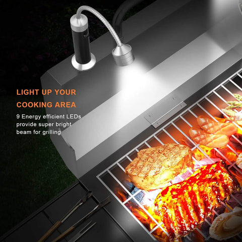 Super Bright Magnetic Barbecue Grill Light With Flexible Gooseneck LED Lighting For Outdoor Cooking 2 Pack Weather Resistant