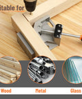 Corner Clamps For Woodworking 2 Pack 90 Degree Right Angle Clamps With Adjustable Swing Jaw holding wood at a right angle, shown with drill.