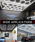 Hexagonal LED Garage Light 12 Pack 210W 21600 Lumens Ultra Bright Beast Mode 5000K Cool White No Flicker CRI 85 Plus in workshop