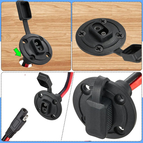 SAE Power Socket Sidewall Connector 2 Pin Quick Connect Cable For Solar Panel Flush Mount Weatherproof Plug 10 AWG 50cm