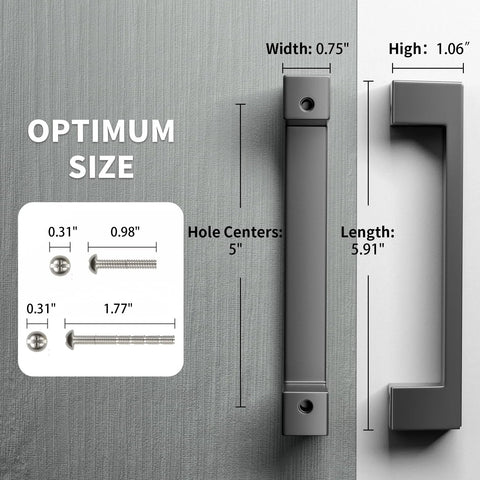 Dimensions of 10 Pack 5 Inch Matte Black Square Cabinet Handles For Kitchen Cabinets Cupboards Drawers And Dressers Durable Cabinet Hardware Pulls