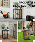 Garden Tool Organizer With 35 Slots And 6 Movable Hooks Heavy Duty Metal Tool Tower Rack For Garage Storage Black