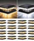 Slick 16 Pack Black Solar Post Cap Lights For 4X4 Wooden Or Vinyl Fences Waterproof Dual Warm And Cool White switch illuminated display
