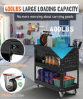 Beefed Up Heavy Duty 3 Tier Rolling Tool Cart On Wheels With Drawers 400 Lbs Capacity Steel Service Cart in garage
