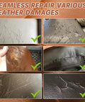 Seamless repair of various leather damages using Premium Leather Repair Kit For Furniture Sofa And Car Seats 5 Piece Vinyl Patch Set.