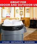 Heavy Duty 55 Gallon Contractor Trash Bags 3 Mil Thick Black Liners With Ties, 50 Bags For Construction And Industrial Use in an indoor setting