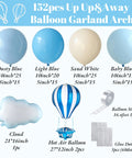 Up Up And Away Balloon Garland Arch Kit With 152 Pieces Dusty Slate Fog Blue Sand White Balloons Plus Hot Air Balloon And Cloud Foil Balloons