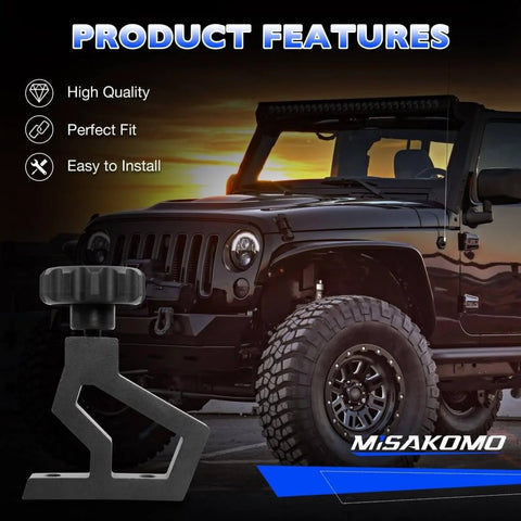 Beefed Up High Lift Jack Hood Mount For Jeep Wrangler JK 2007 To 2018 Off Road Jack Bracket Kit Black Lightweight Aluminum Alloy