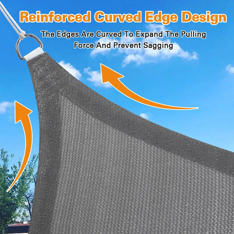 Sun Shade Sail 20 By 20 By 28 Point 3 Triangle Dark Grey With Curved Edges Commercial Grade 185GSM HDPE Outdoor Shade Cloth