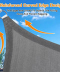 Close-up of Rectangle Sun Shade Sail Canopy For Outdoor Patio And Pergola 20 By 20 Feet showing reinforced edge design.